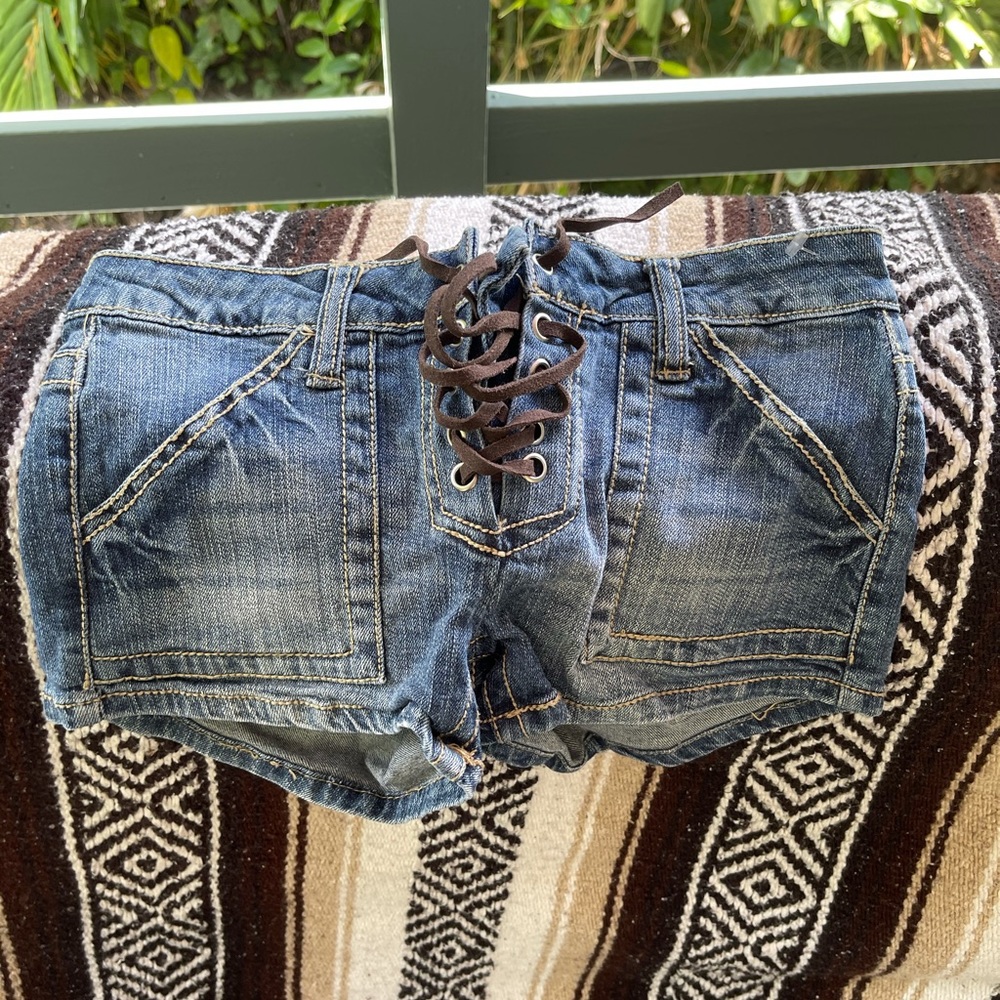 Super short tiny denim shorts